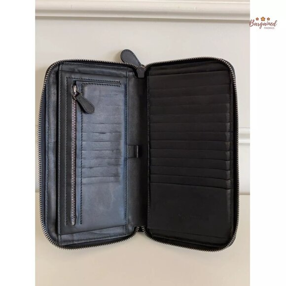 Authentic Bottega Veneta Black Intrecciato Woven Nappa Leather Zip Around Wallet - Picture 8 of 14